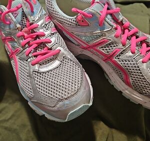 ASICS Women's Athletic Sneakers in Silver and Pink